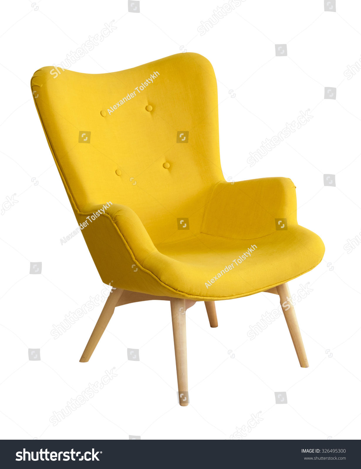 Yellow modern chair isolated on white background #326495300