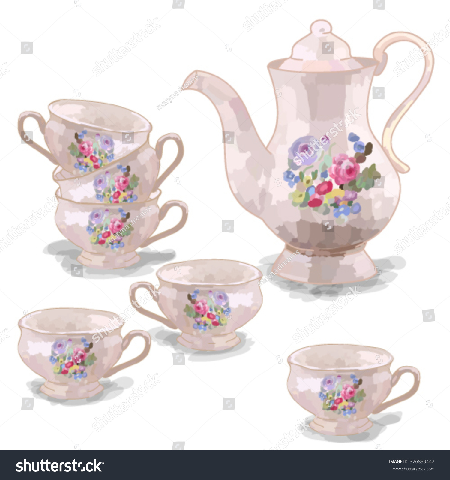 Tea set. Vector illustration #326899442