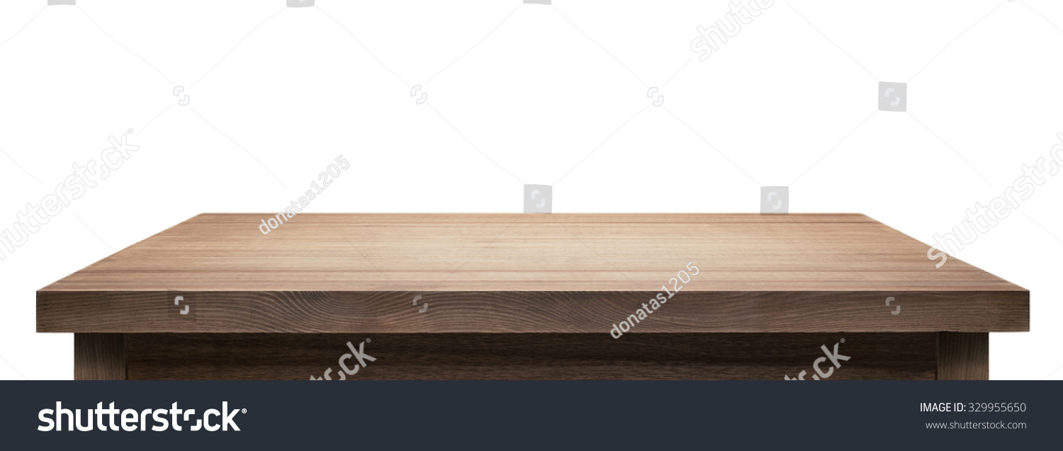 Wooden table top on white background. #329955650