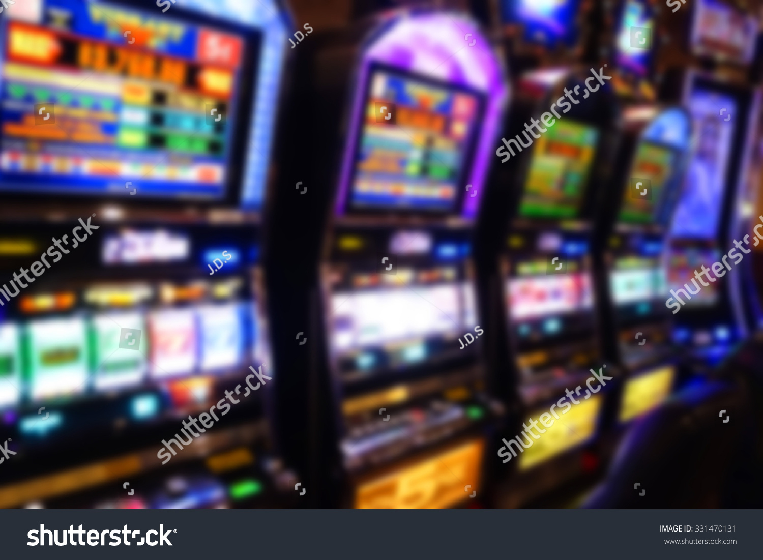 blurred background of slot machines in casino                               #331470131