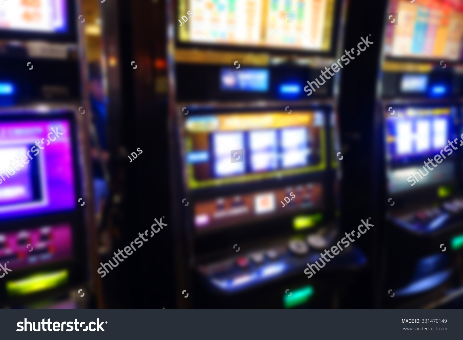 blurred background of slot machines in casino                               #331470149
