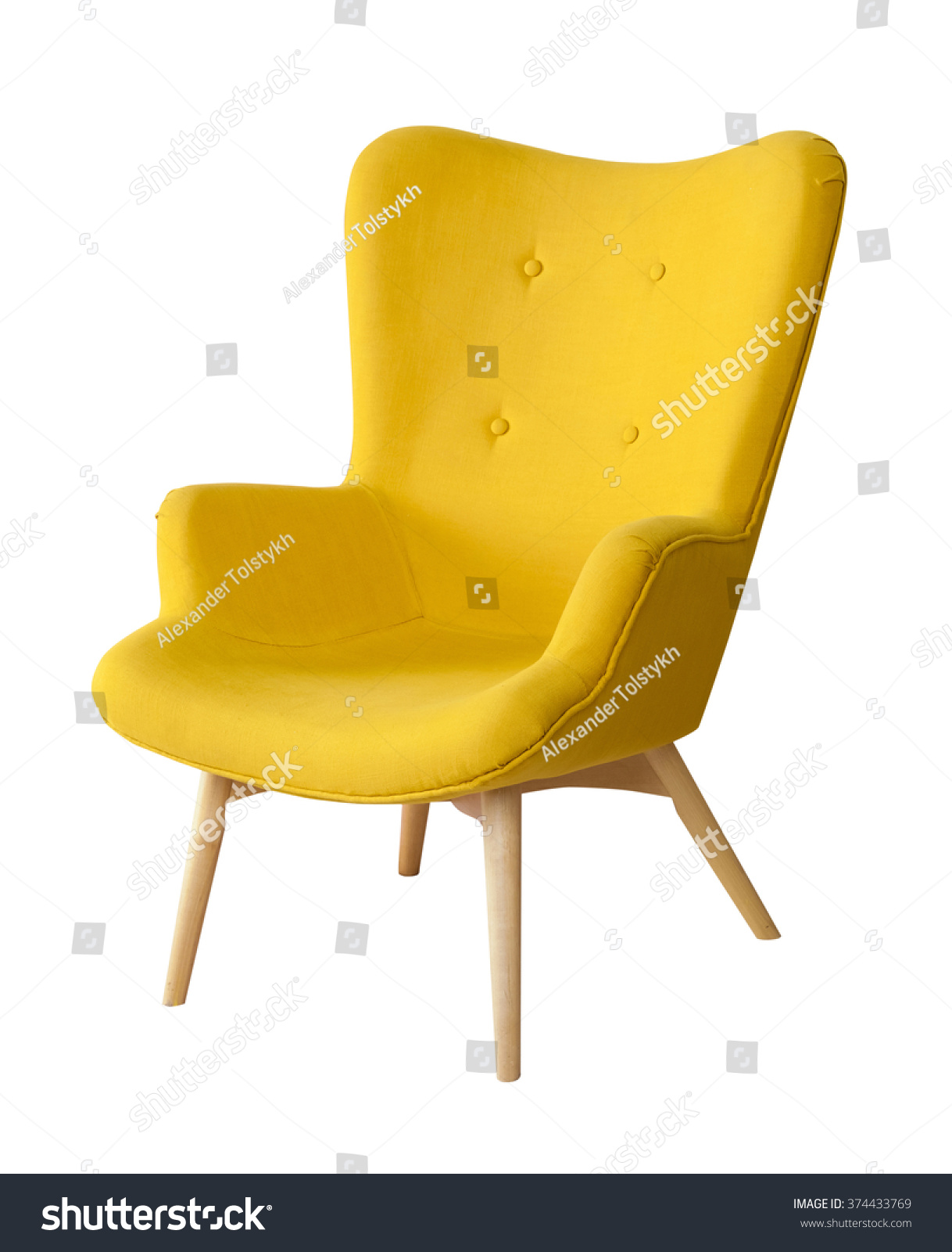 Yellow modern chair isolated on white background #374433769