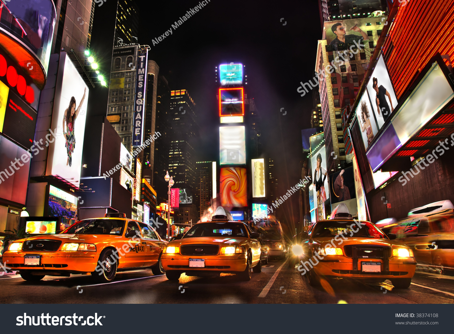 New York Times Square At Night. All logos and trademarks are obscured.  I am the copyright holder of all photos/art composed into the image. #38374108