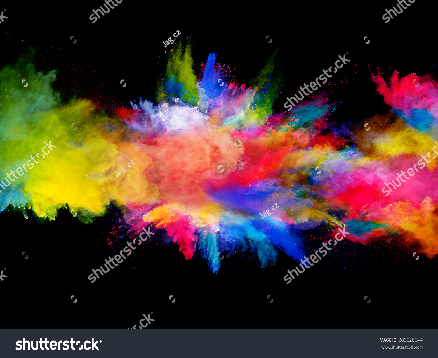 Explosion of colored powder on black background #389528644