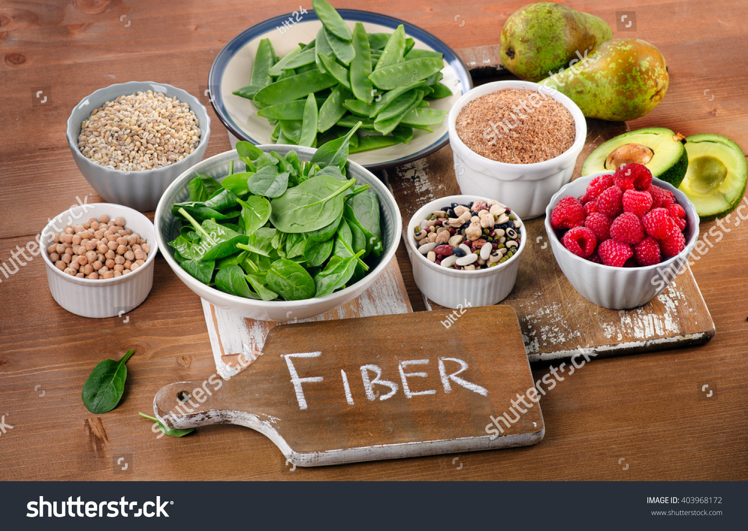 Foods rich in Fiber on a wooden table. Healthy eating. Selective focus #403968172