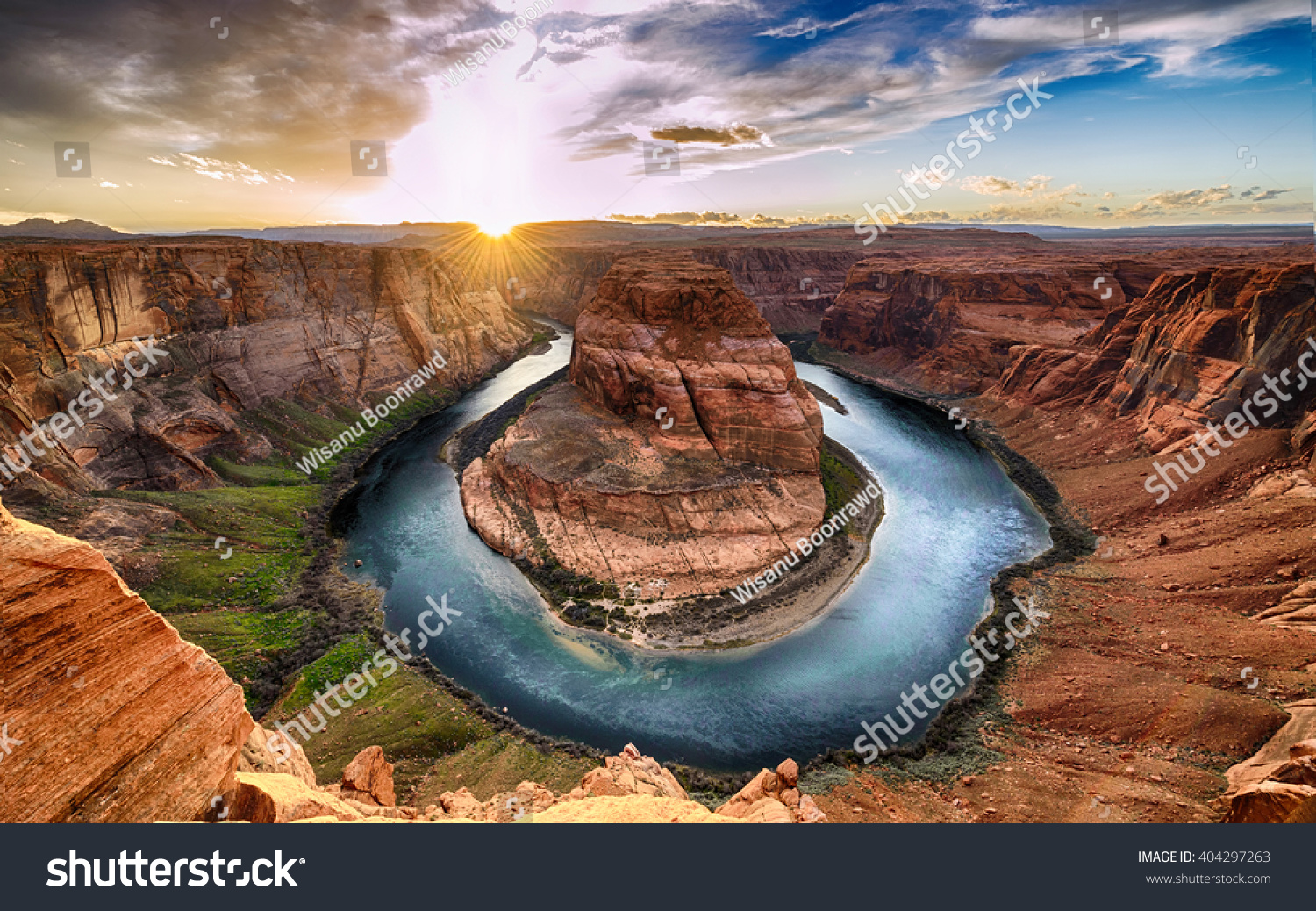 Sunset moment at Horseshoe bend Grand Canyon National Park. Colorado River. famous view point. #404297263