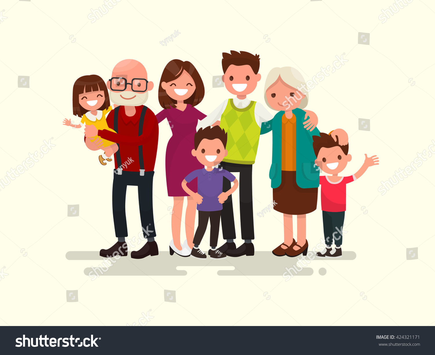 Big family together. Vector illustration of a flat design #424321171