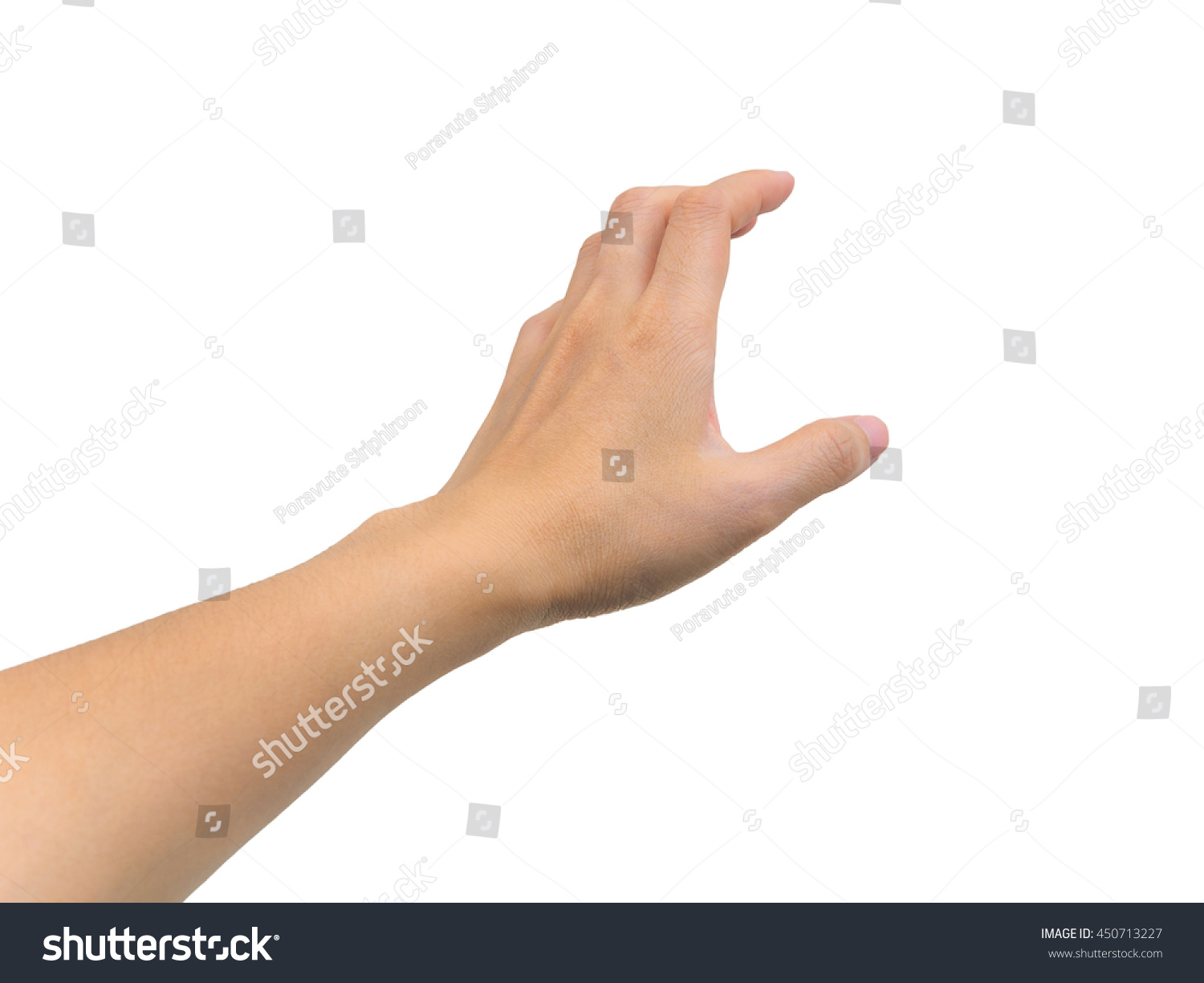 Human hand in picking gesture isolate on white background with clipping path #450713227