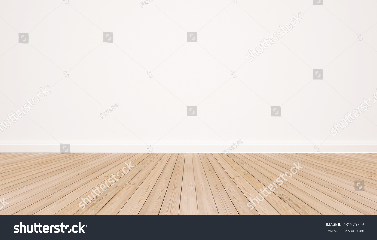 Oak wood floor with white wall #481975369