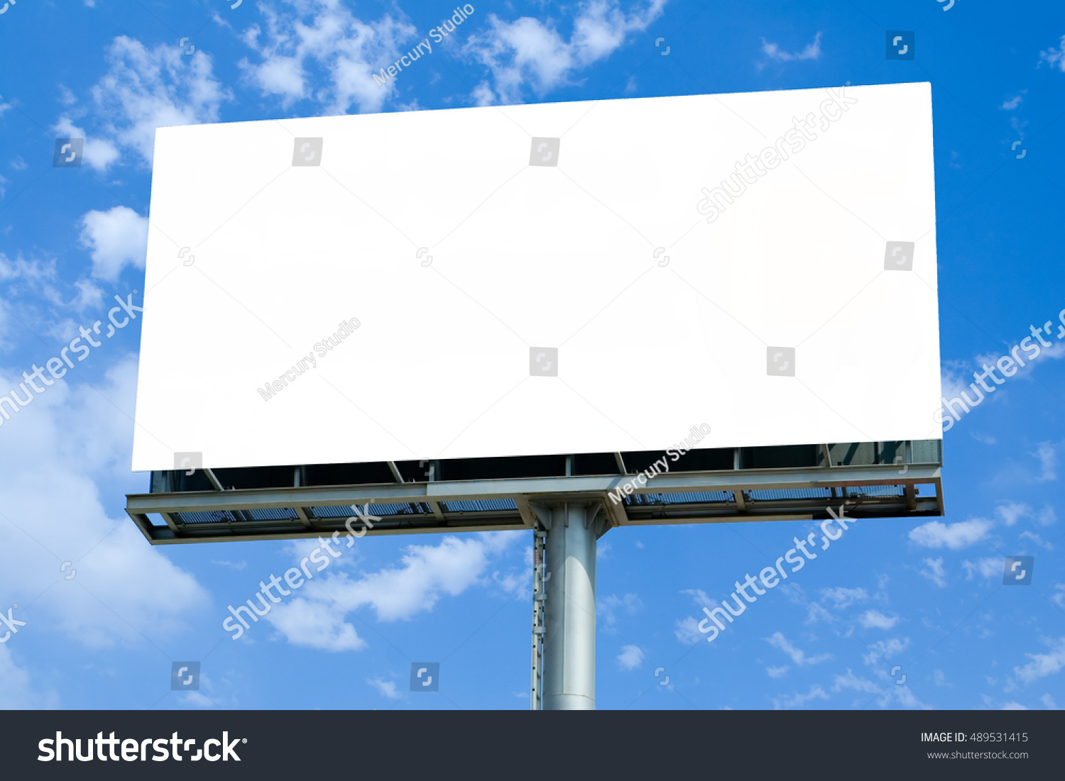 Hoarding Mock Up template blue sky #489531415