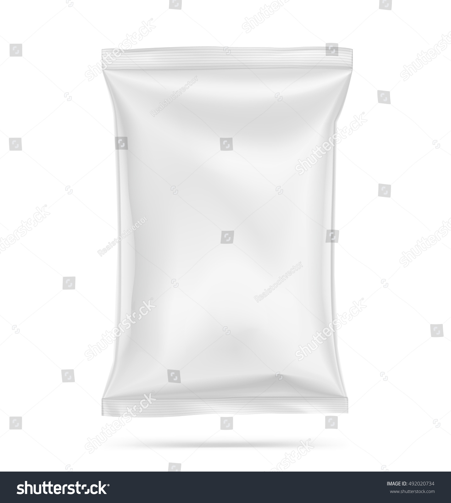 Food snack pillow bag on white background. Vector illustration. Can be use for template your design, promo, adv. #492020734