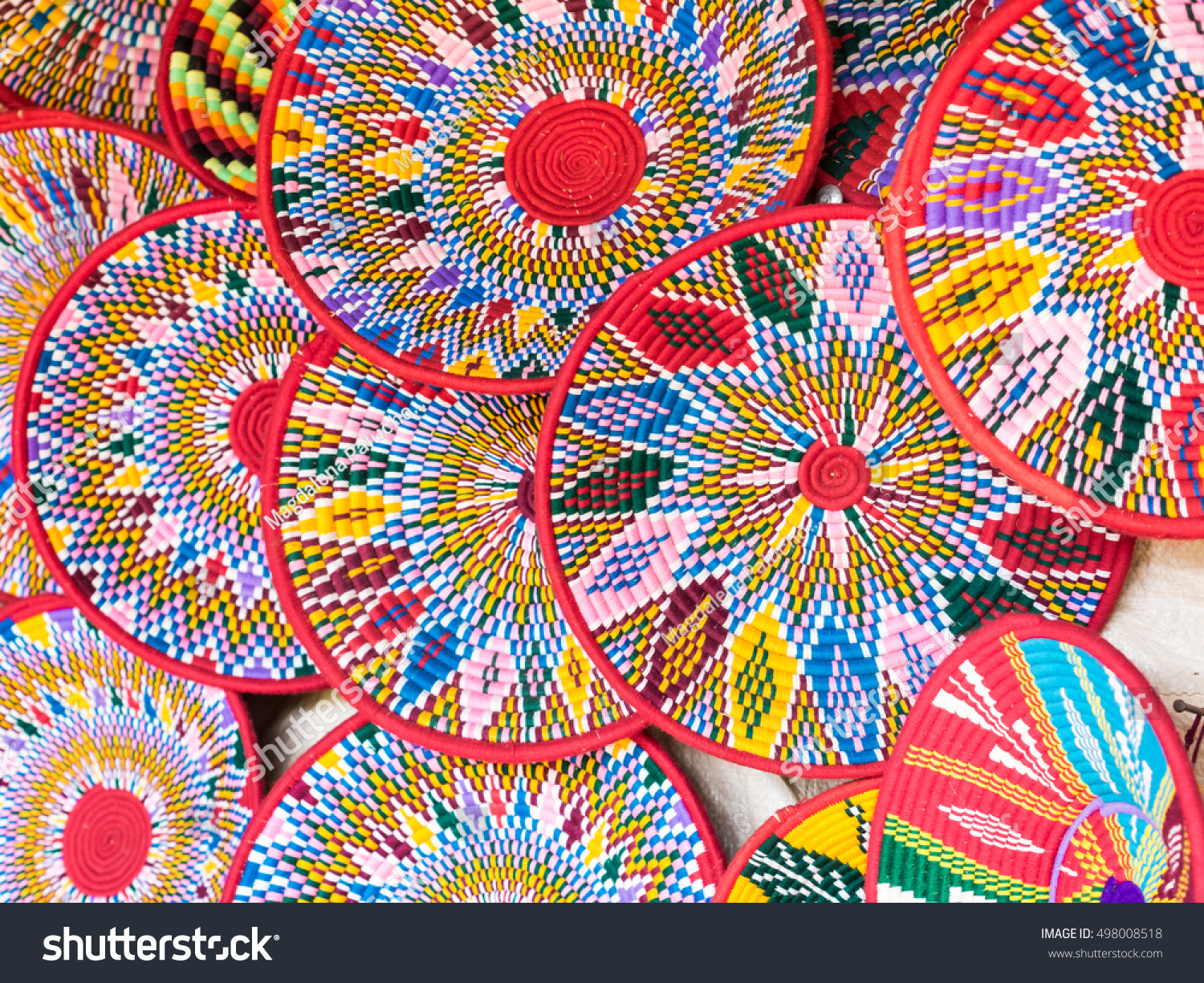 Ethiopian handmade Habesha baskets sold in Axum, Ethiopia. #498008518