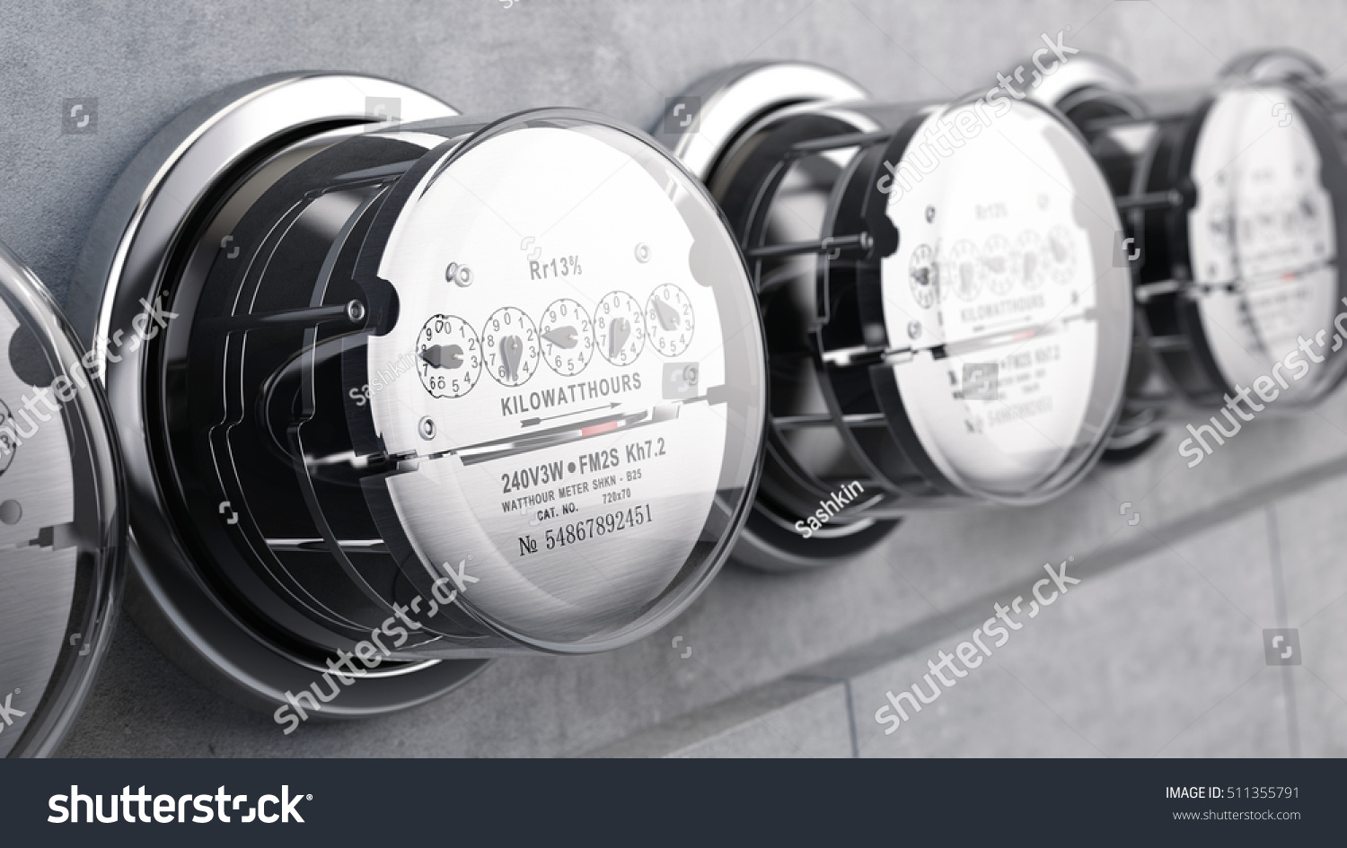 Kilowatt hour electric meters, power supply meters. 3d rendering #511355791