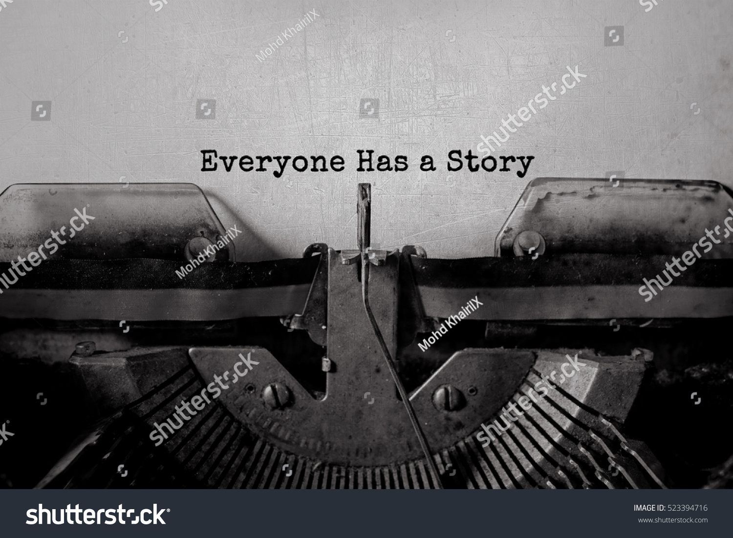 Everyone Has a Story typed words on a vintage typewriter #523394716
