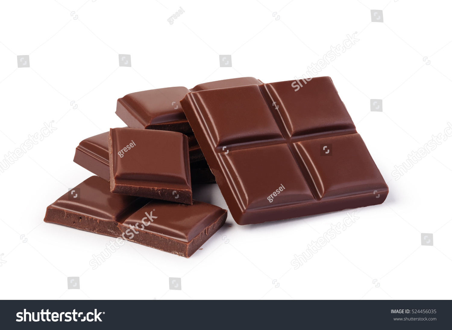close up a chocolate bar isolated on white background #524456035