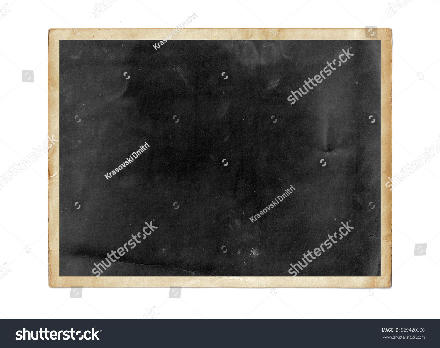 Old photo frame isolated on white. Vintage paper #529420606