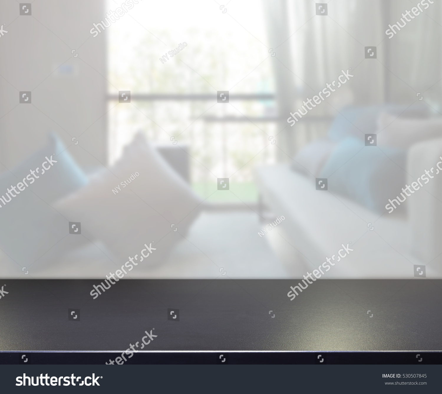 Table Top And Blur Living Room Of The Background #530507845