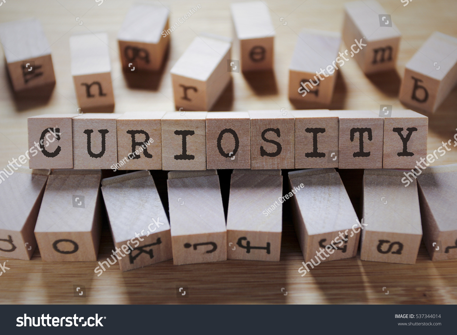 Curiosity Word In Wooden Cube #537344014