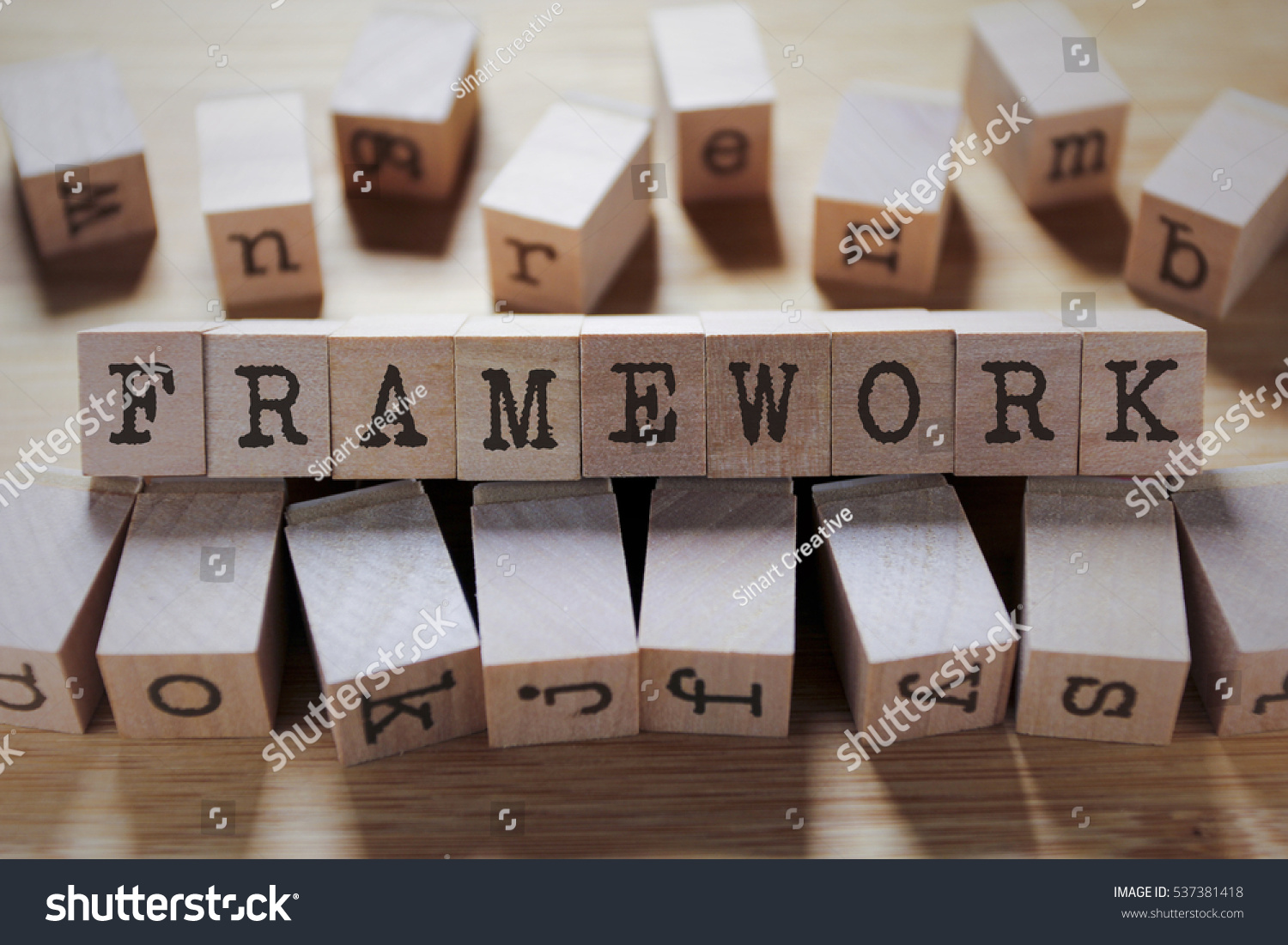 Framework Word In Wooden Cube #537381418
