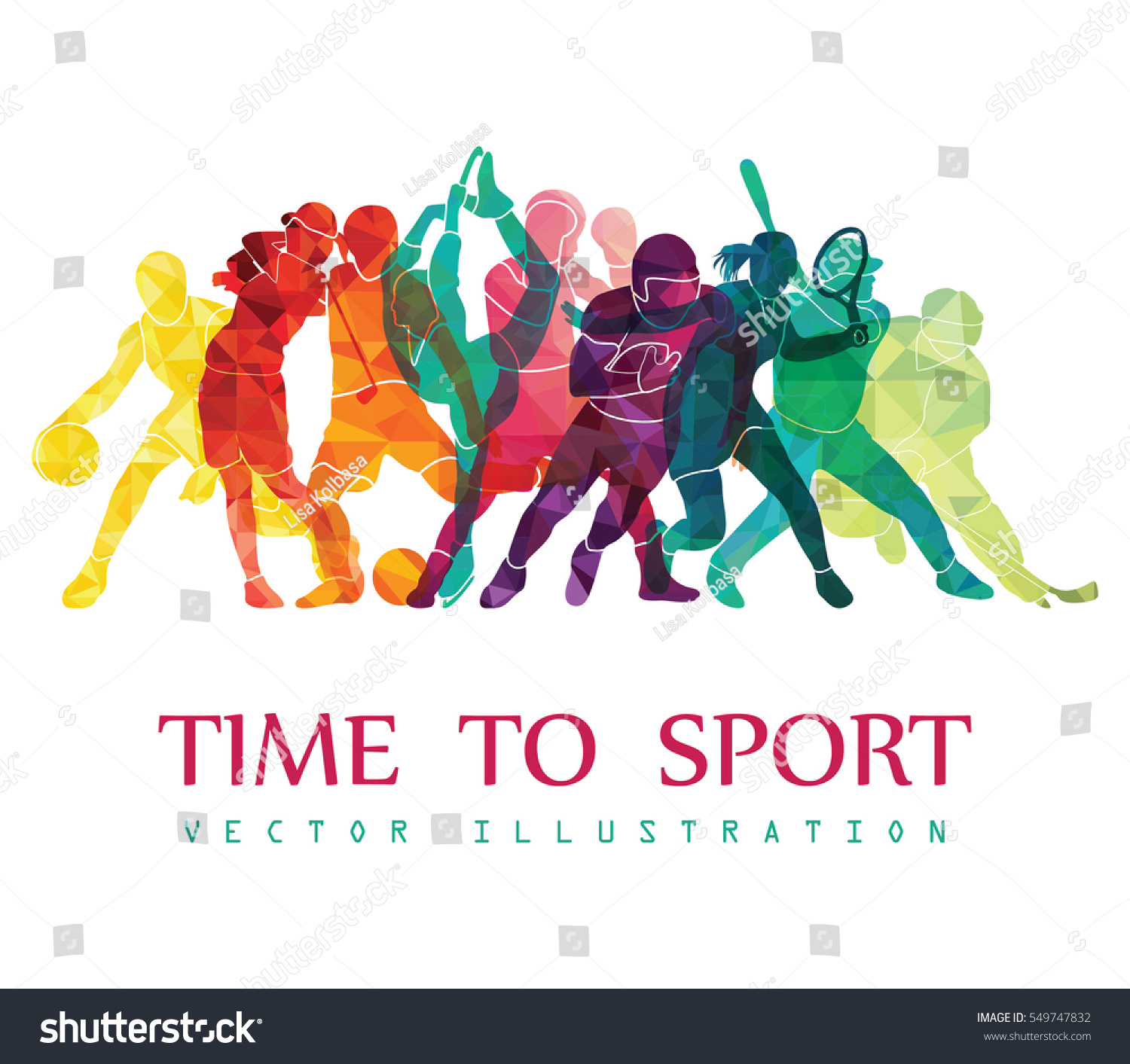 Color sport  background. Football, basketball, hockey, box, golf, tennis. Vector illustration #549747832
