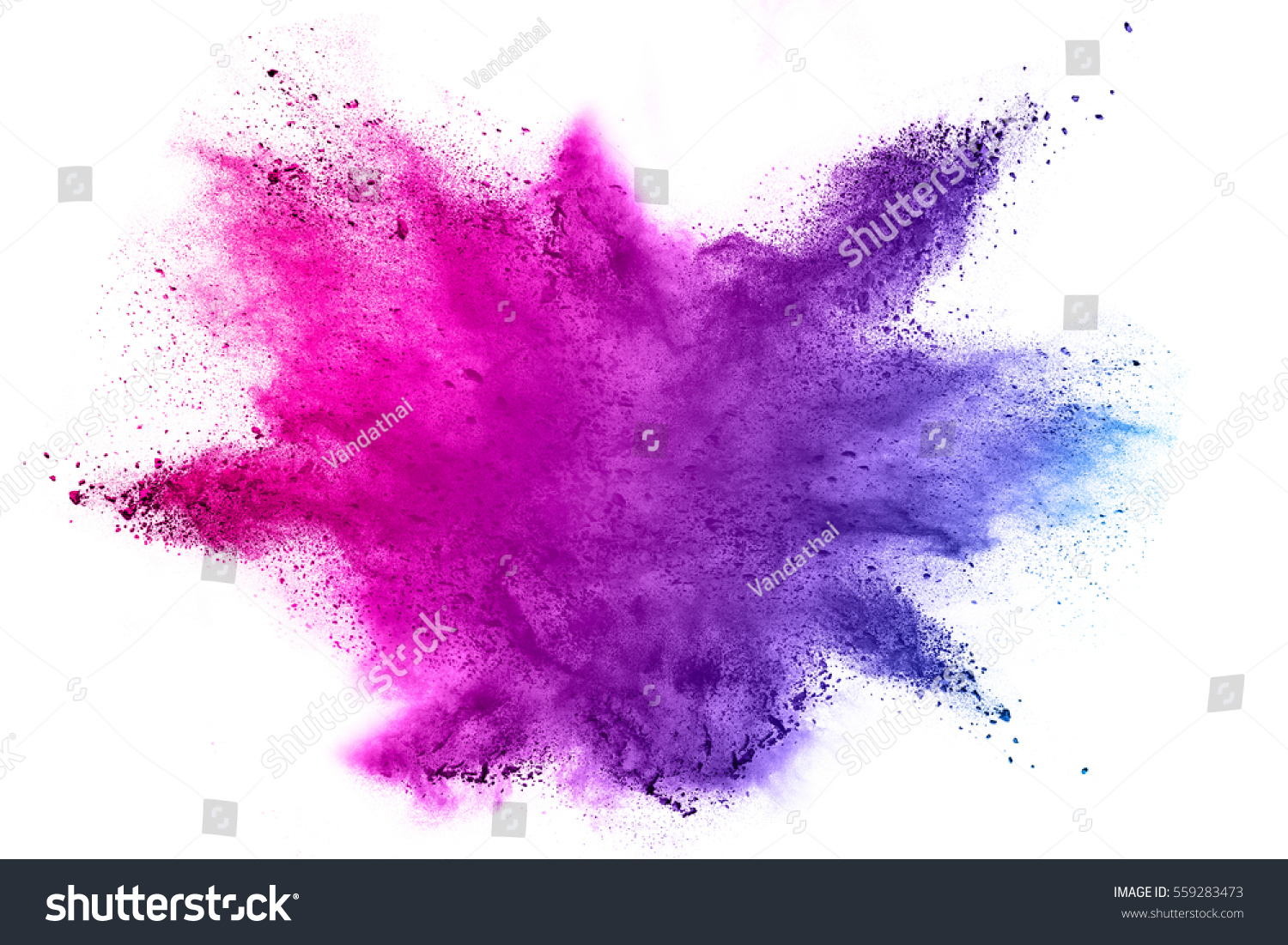 Explosion of colored powder on white background #559283473