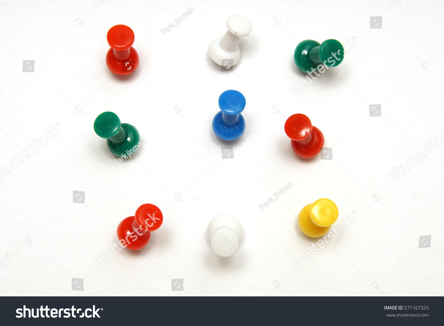 isolated on white, push pins #571167325
