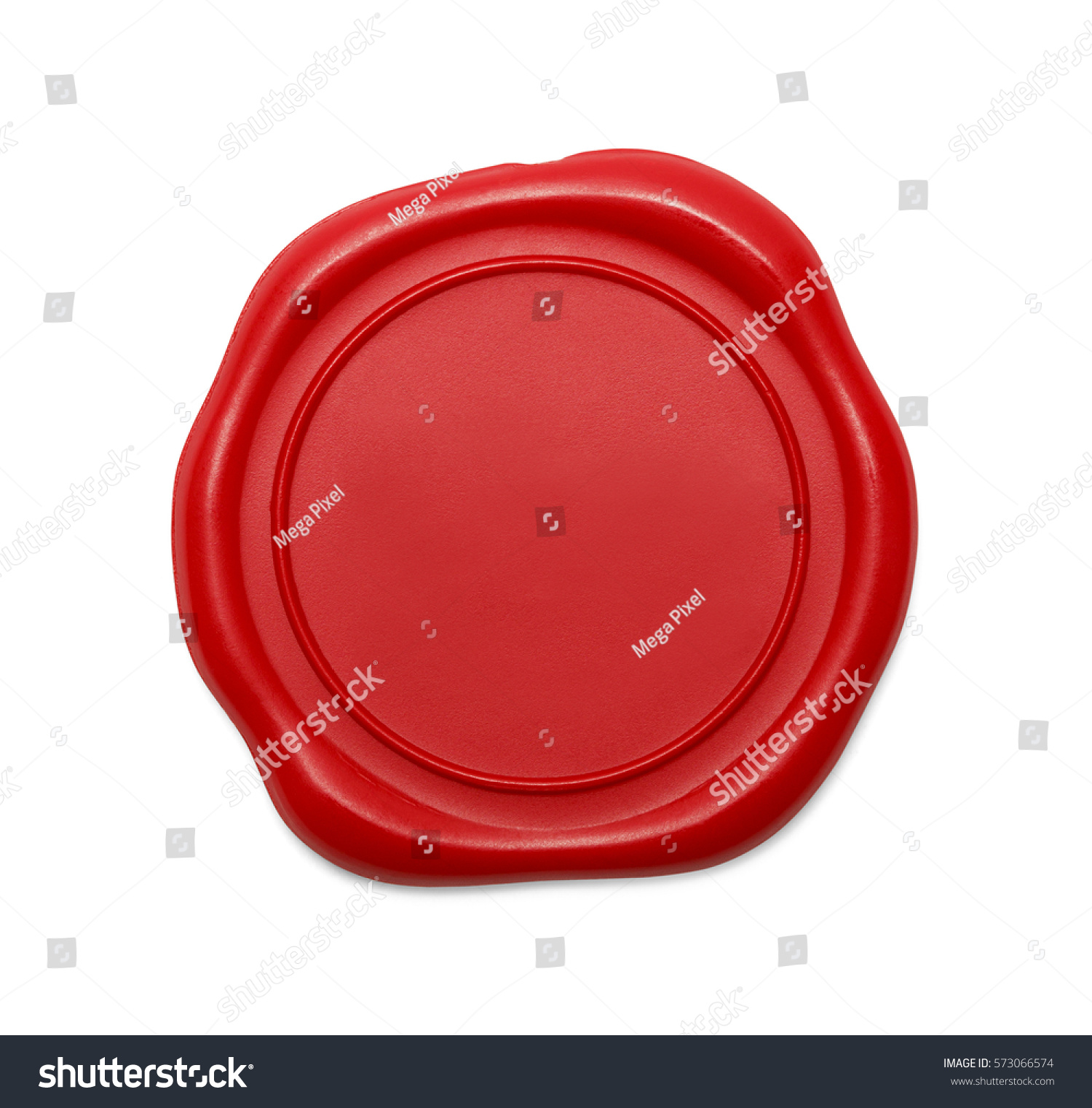 Red Wax Seal with Copy Space Isolated on White Background. #573066574
