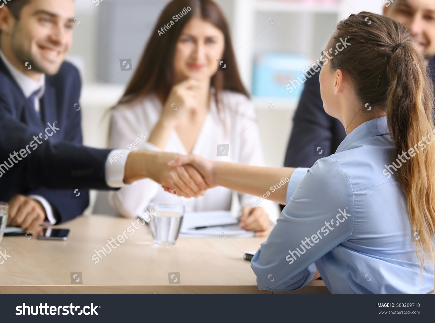 Job applicant having interview in office #583289710