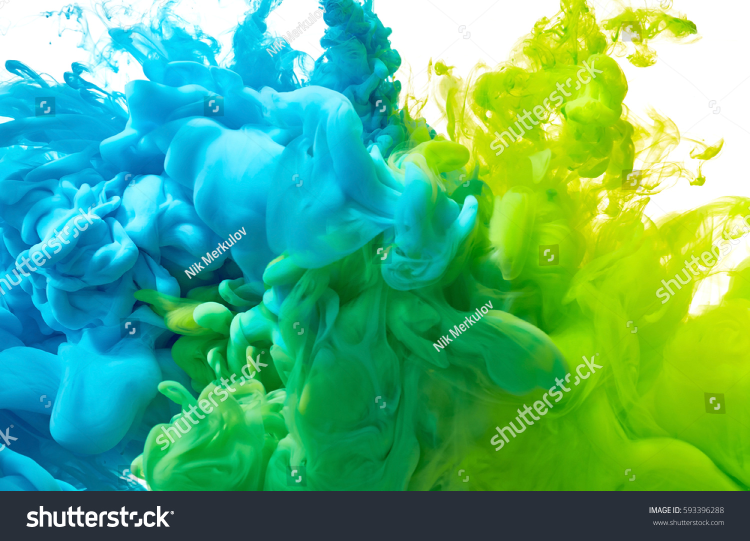 Blue and green paint splash isolated on white background #593396288