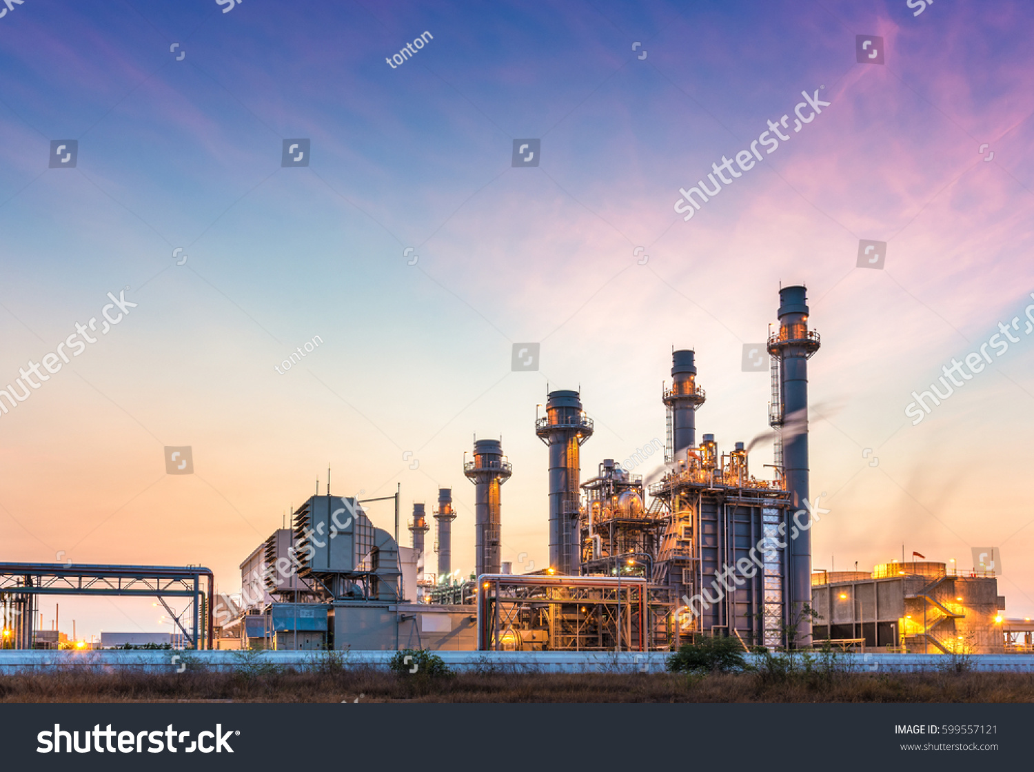 Power plant for Industrial Estate at twilight #599557121