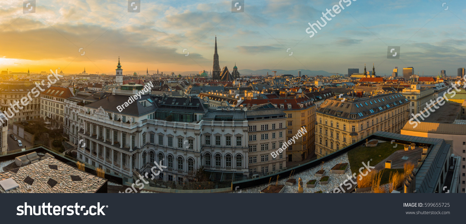 Vienna skyline panorama at sunset #599655725