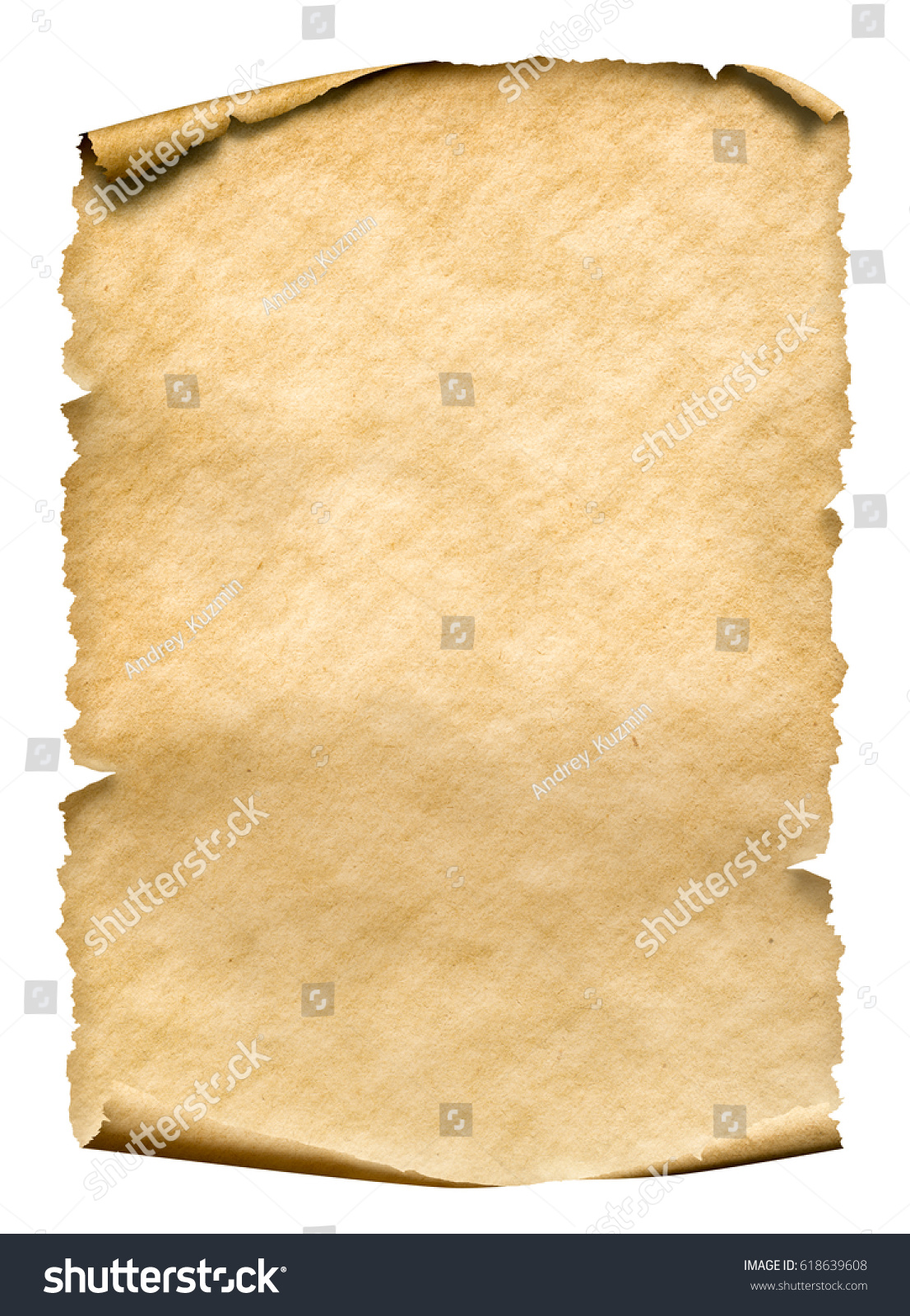 Old paper manusript or parchment vertically oriented #618639608