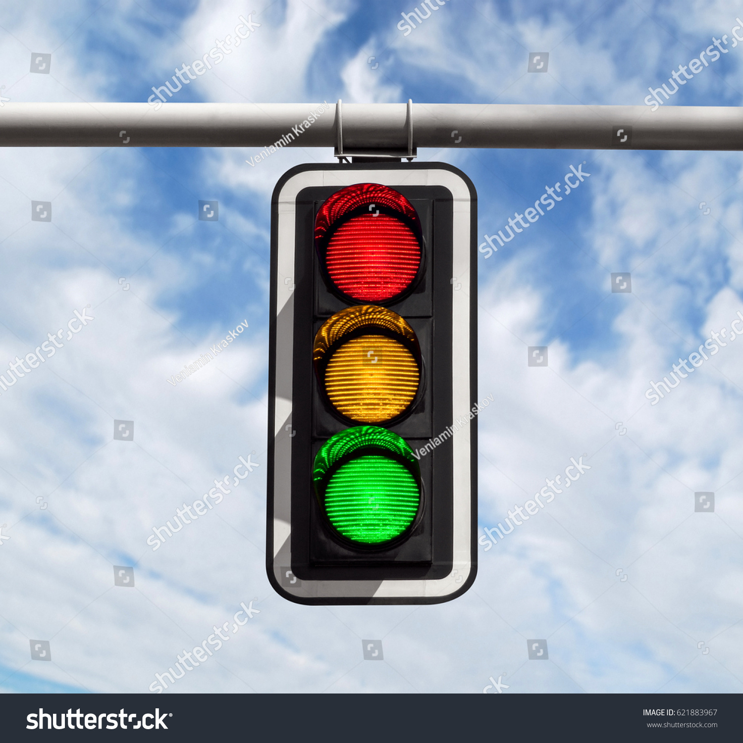 Traffic light against blue sky background with Clipping Path #621883967
