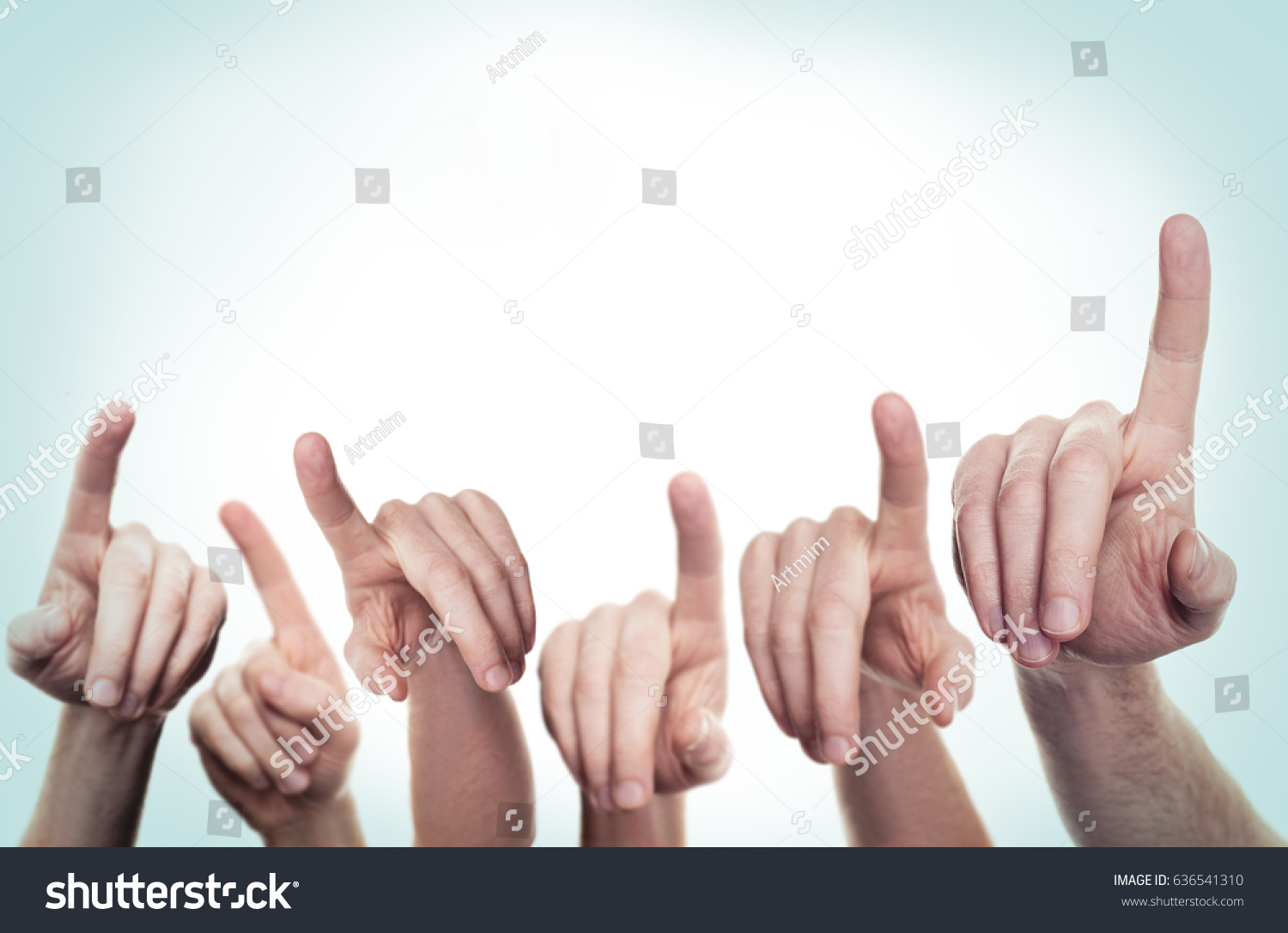 Group of Pointing Hands. Vote Concept #636541310