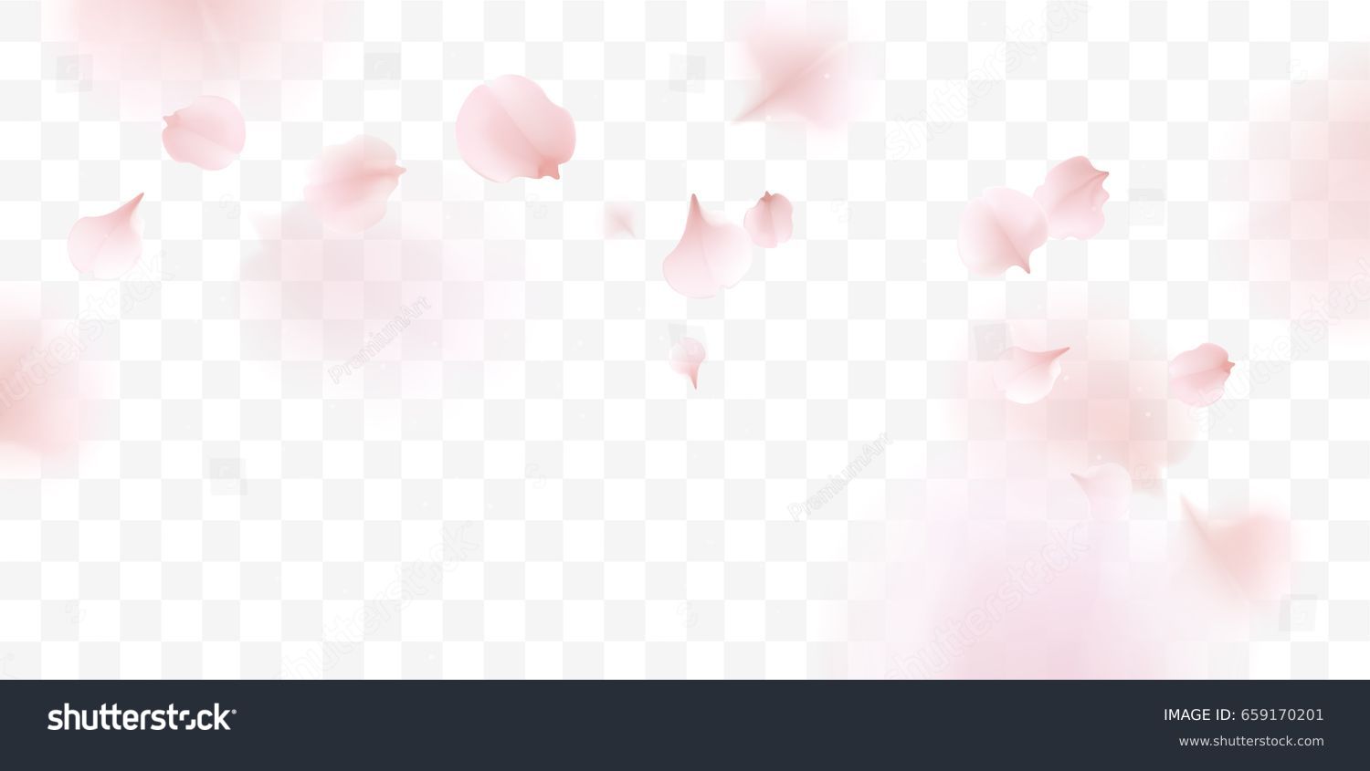Pink sakura falling petals vector background. 3D romantic illustration #659170201