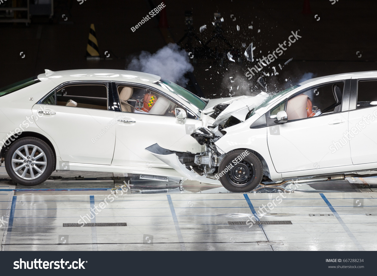 Front End Collision during a Crash Test. #667288234