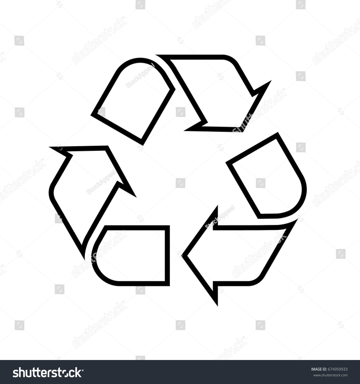 Vector outlined recycle sign icon #674959933