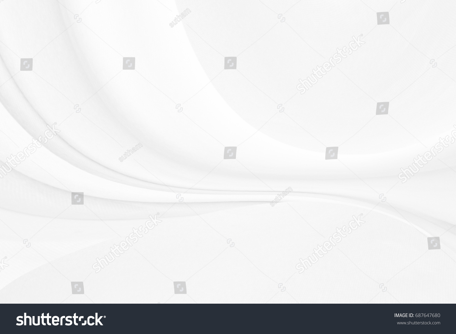 White cloth background abstract with soft waves. #687647680