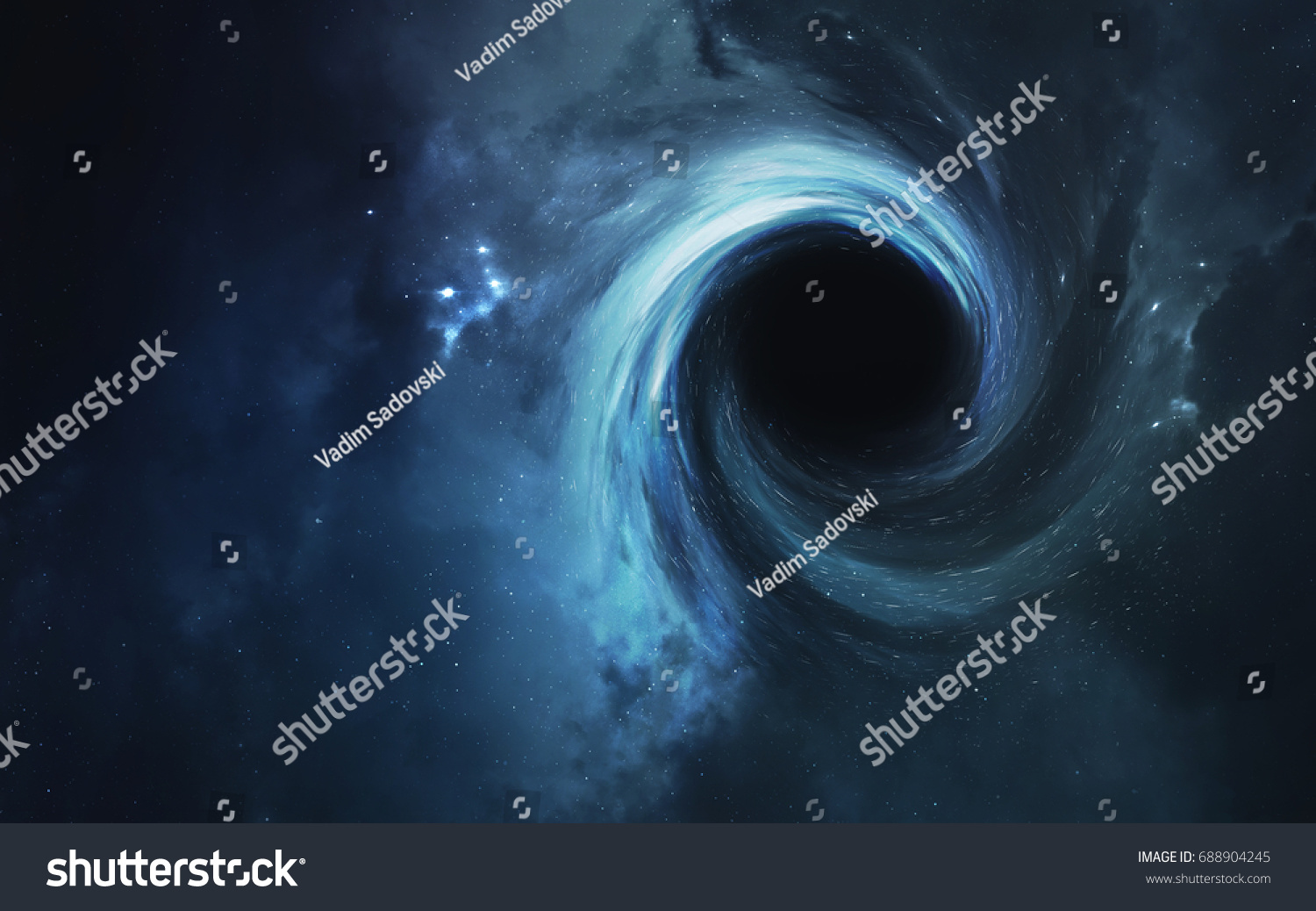 Black hole. Abstract space wallpaper. Universe filled with stars #688904245
