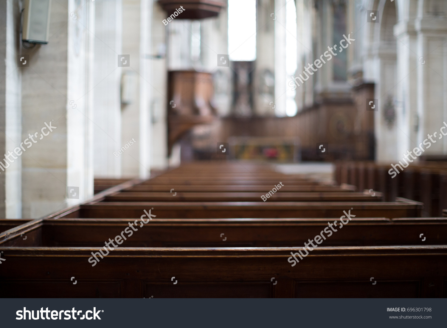 Inside an empty church in France. #696301798