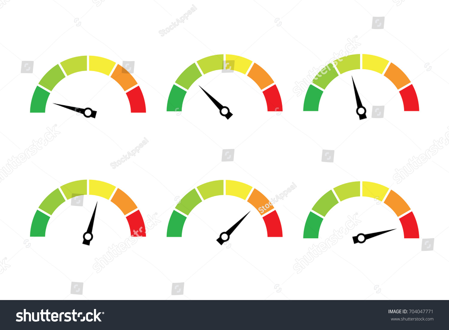 Royalty-free Vector set of colored gauges showing power levels ...