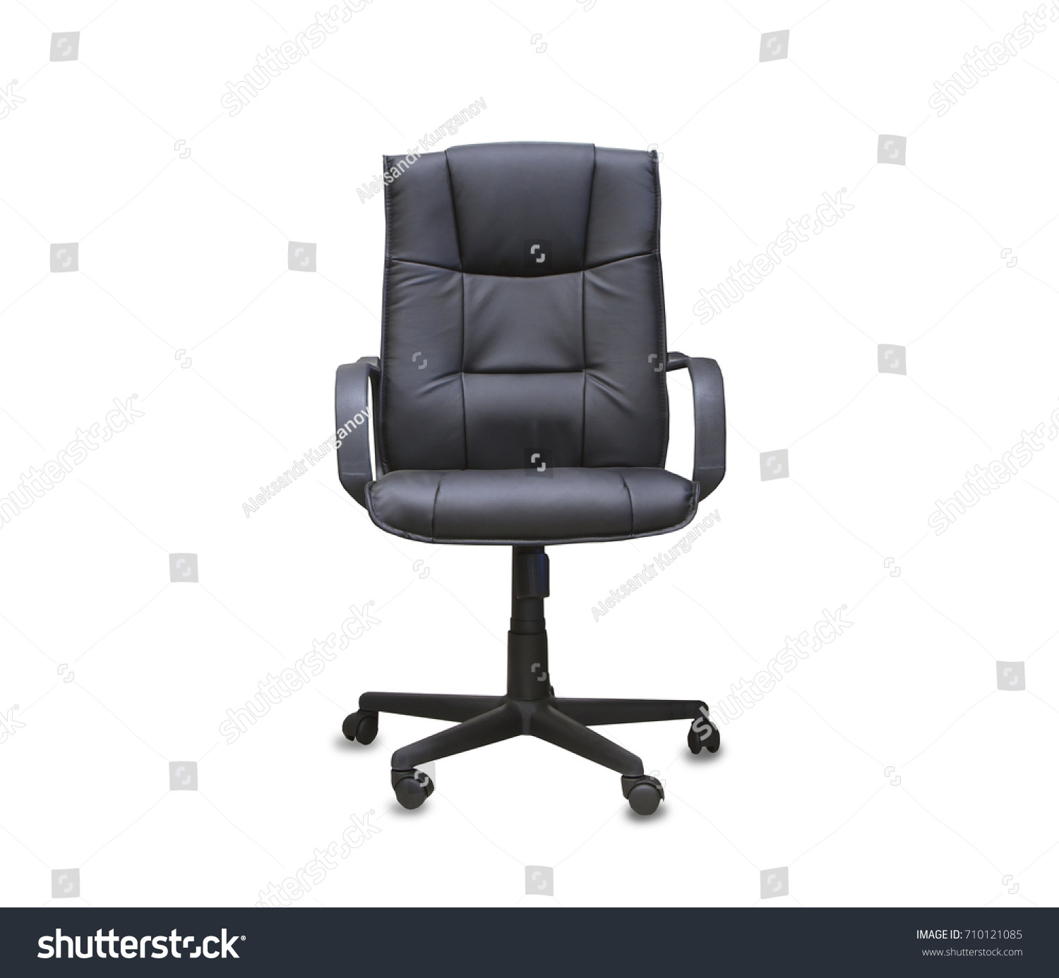 The office chair from black leather. Isolated #710121085