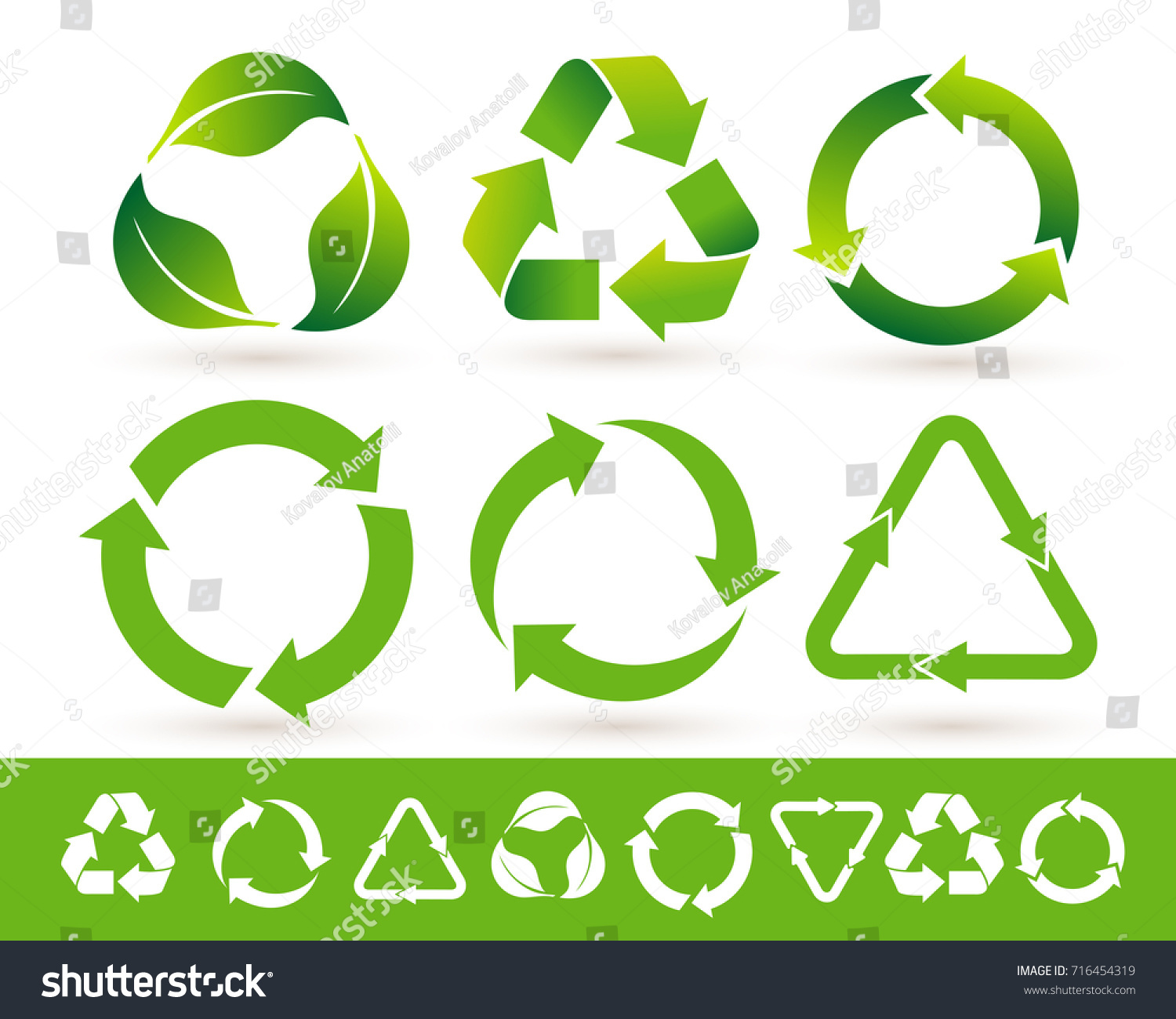 Recycled cycle arrows icon set. Recycled eco icon. Vector illustration. Isolated on white background #716454319