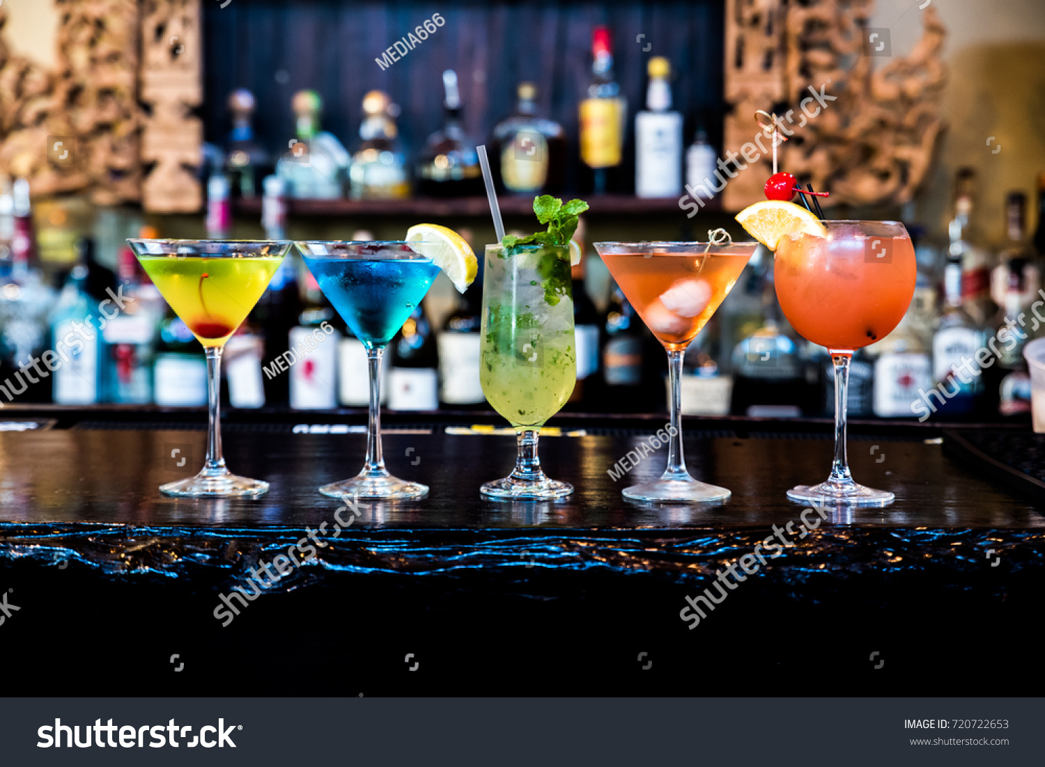 cocktails drinks on the bar #720722653