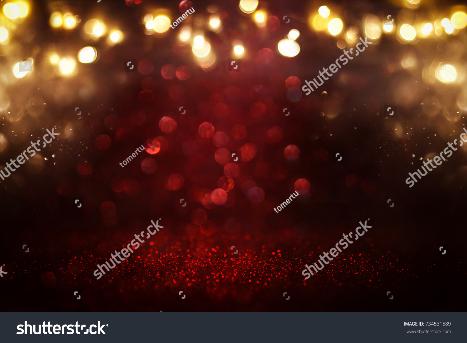 Red glitter vintage lights background. defocused. #734531689