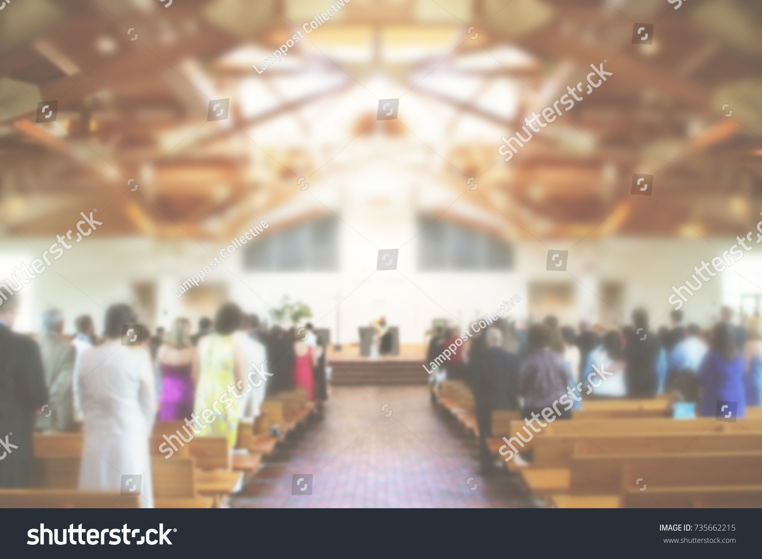 Church Congregation Service Blurred #735662215