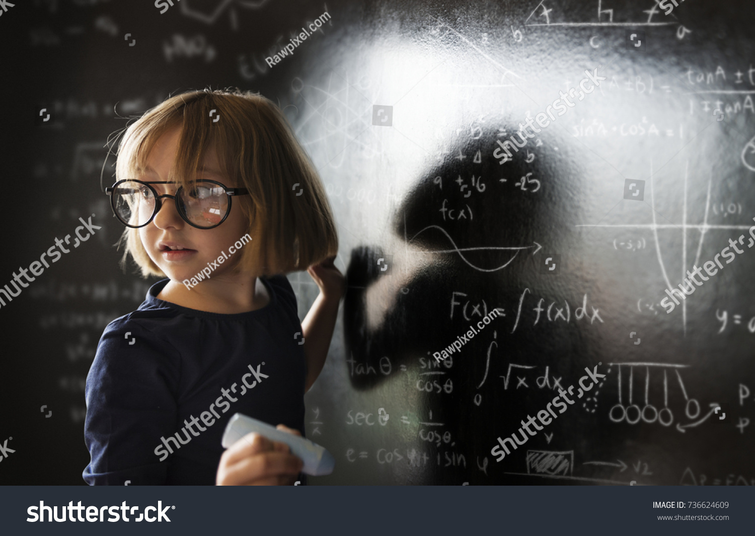 Little genius drawing up some science #736624609