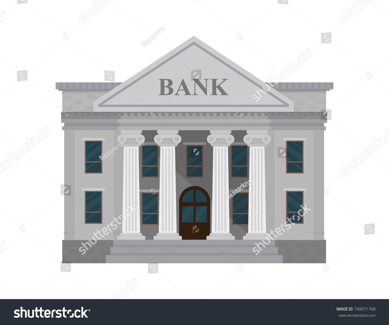 Bank building isolated on white background. Vector illustration. Flat style. #749071768