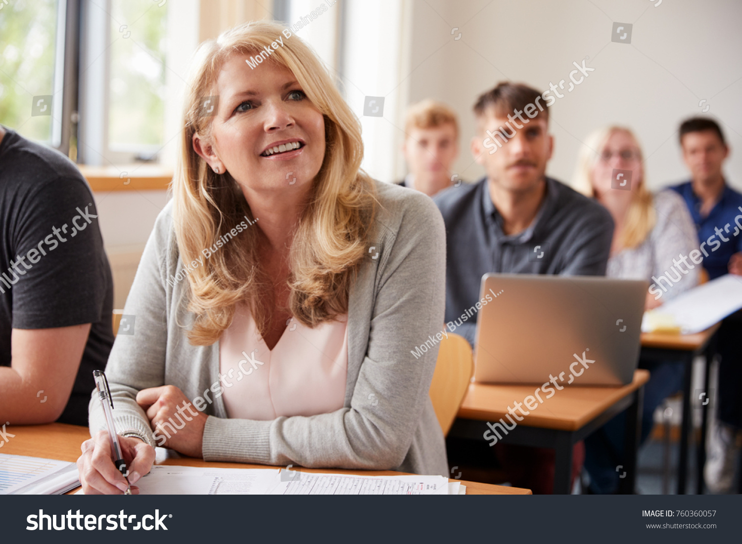 Mature Woman In College Attending Adult Education Class #760360057