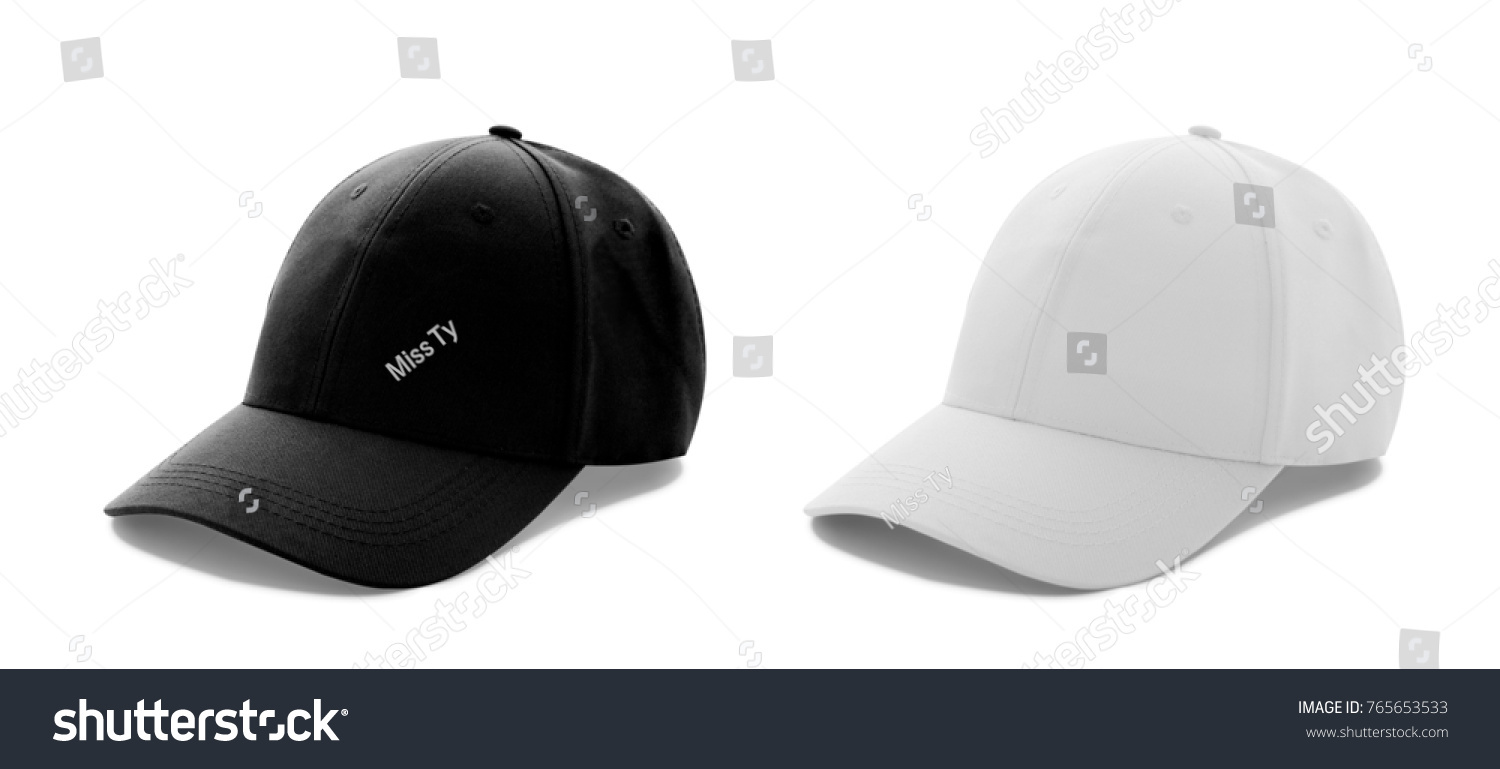 Baseball cap white and black templates, front views isolated on white background. Mock up. #765653533